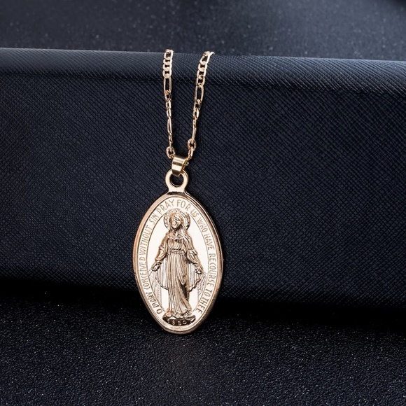 Virgin Mary Necklace, Available in Gold or Silver - Picture 7 of 7